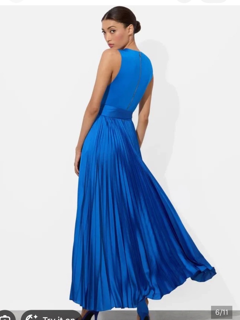 Alice + Olivia Chara Blue Pleated Maxi dress 2 $595 NEW - Picture 6 of 11